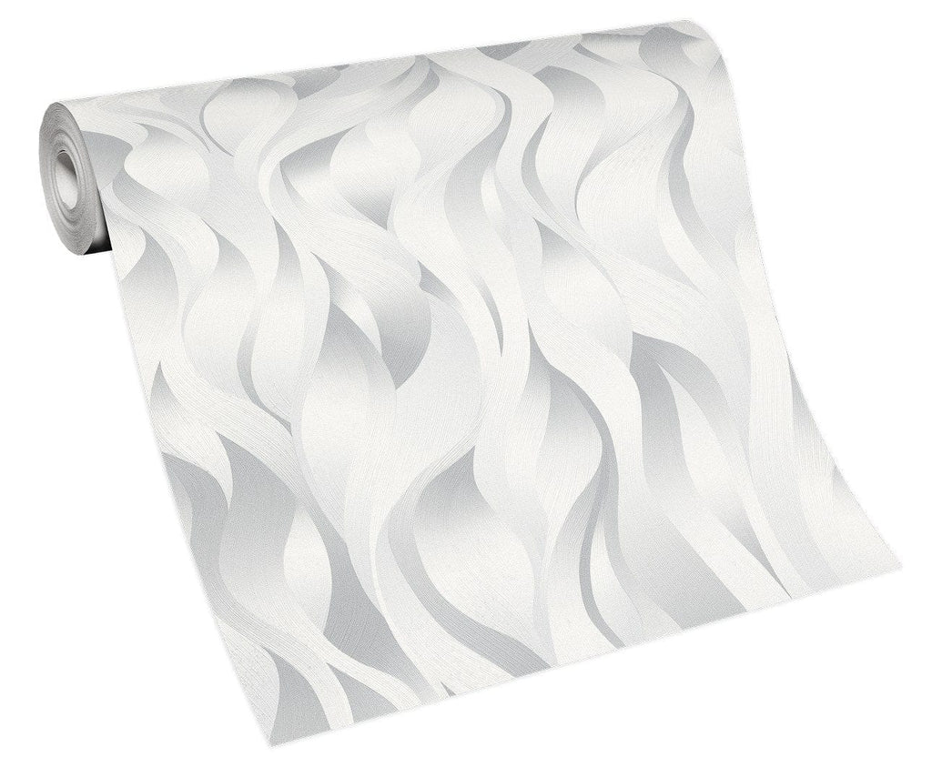 Elegantas pelēkas tapetes ar metālisku līniju rakstu un smalku mirdzumu, 3711017, gaumīgs interjers 5