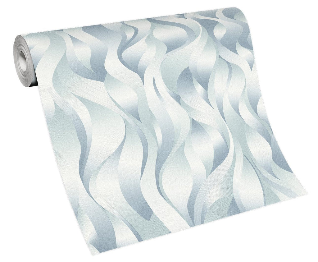 Tirkīza tapetes ar dekoratīvām līnijām un mirdzošu metālisku efektu, 3711002, gaumīgs interjers 6