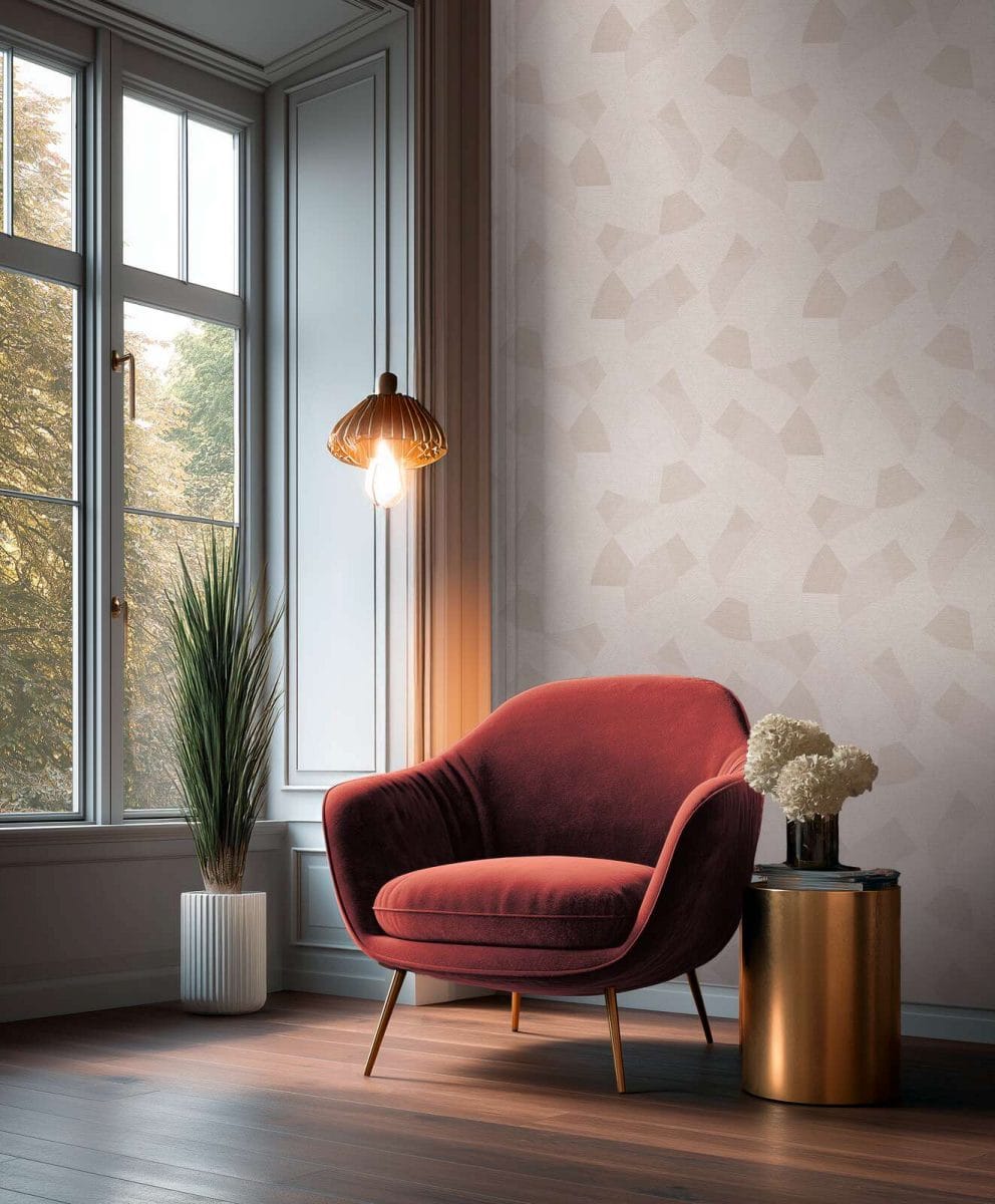 Silti pelēkas tapetes ar formām, vieglu tekstūru un spīdumu | 3012062