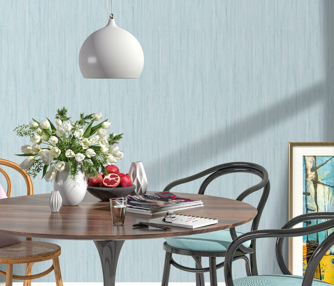 Matētas tapetes ūdens zilā tonī mierīgai un izsmalcinātai videi, 3740032, galerija 3