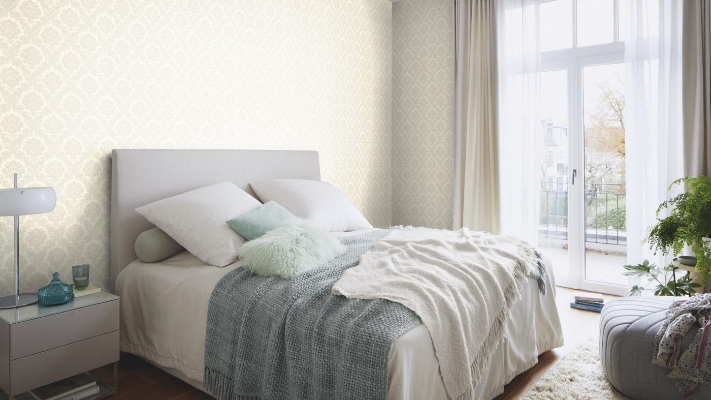 Baroka stila ornamenta tapetes, baltā krāsā, RASCH, 570519, Trianon XIII