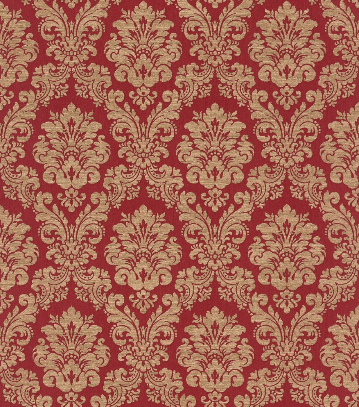 Baroka stila ornamenta tapetes, sarkanā, bēšā un zelta krāsā, RASCH, 570540, Trianon XIII