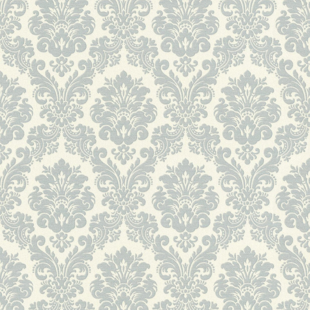 Baroka stila ornamenta tapetes, zilā un baltā krāsā, RASCH, 570533, Trianon XIII