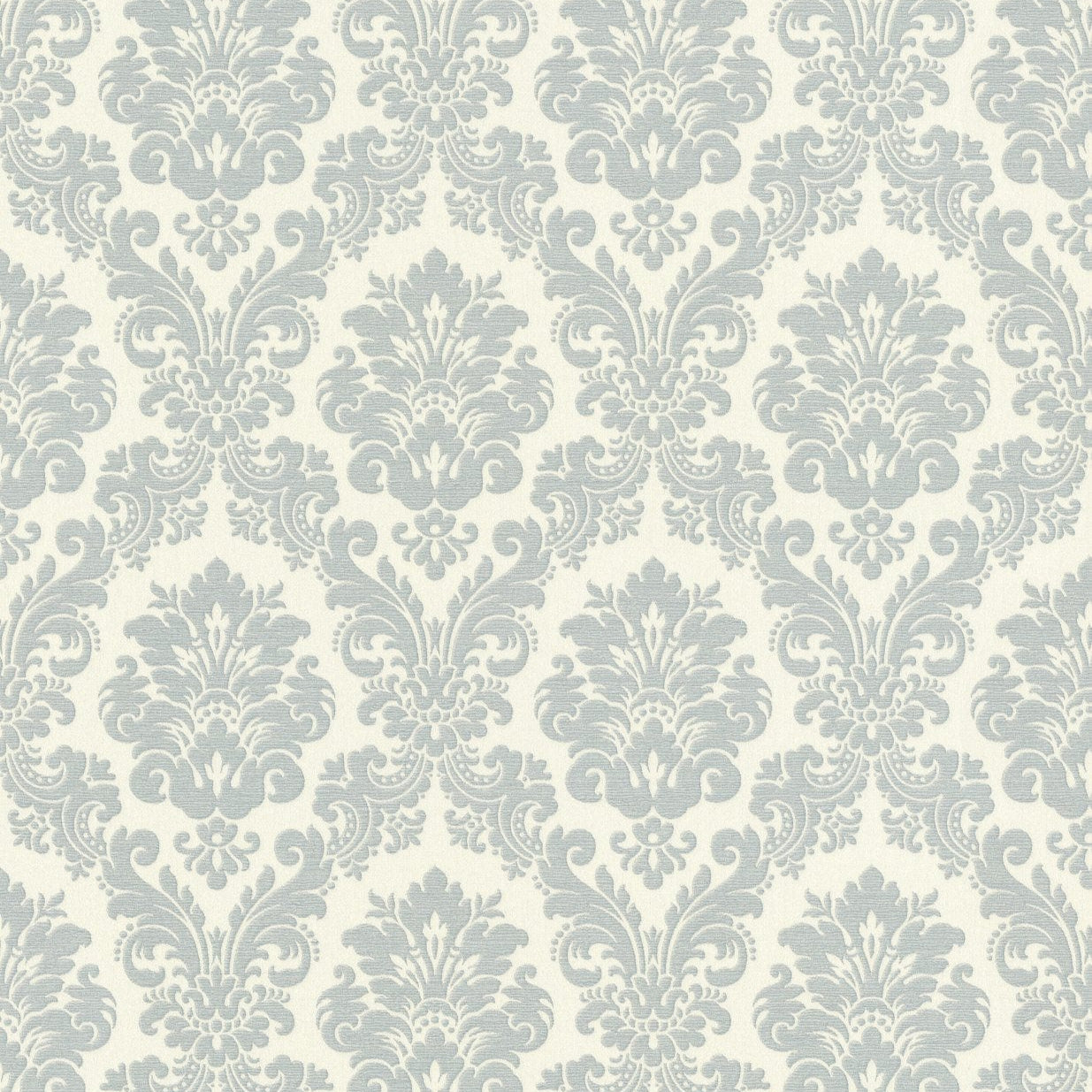 Baroka stila ornamenta tapetes, zilā un baltā krāsā, RASCH, 570533, Trianon XIII