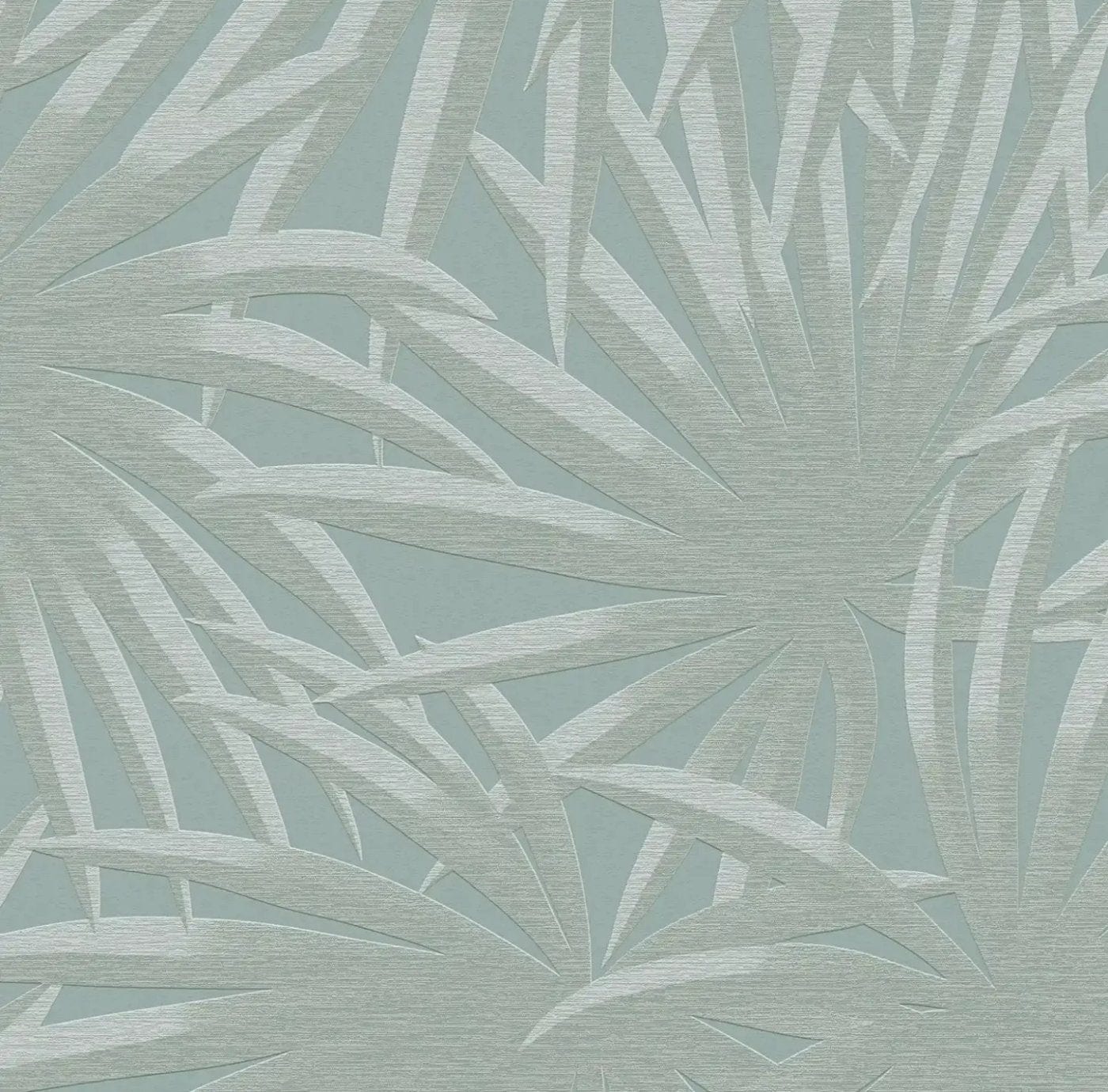 Piparmētru zaļas tapetes ar tropisku palmu dizainu svaigai atmosfērai