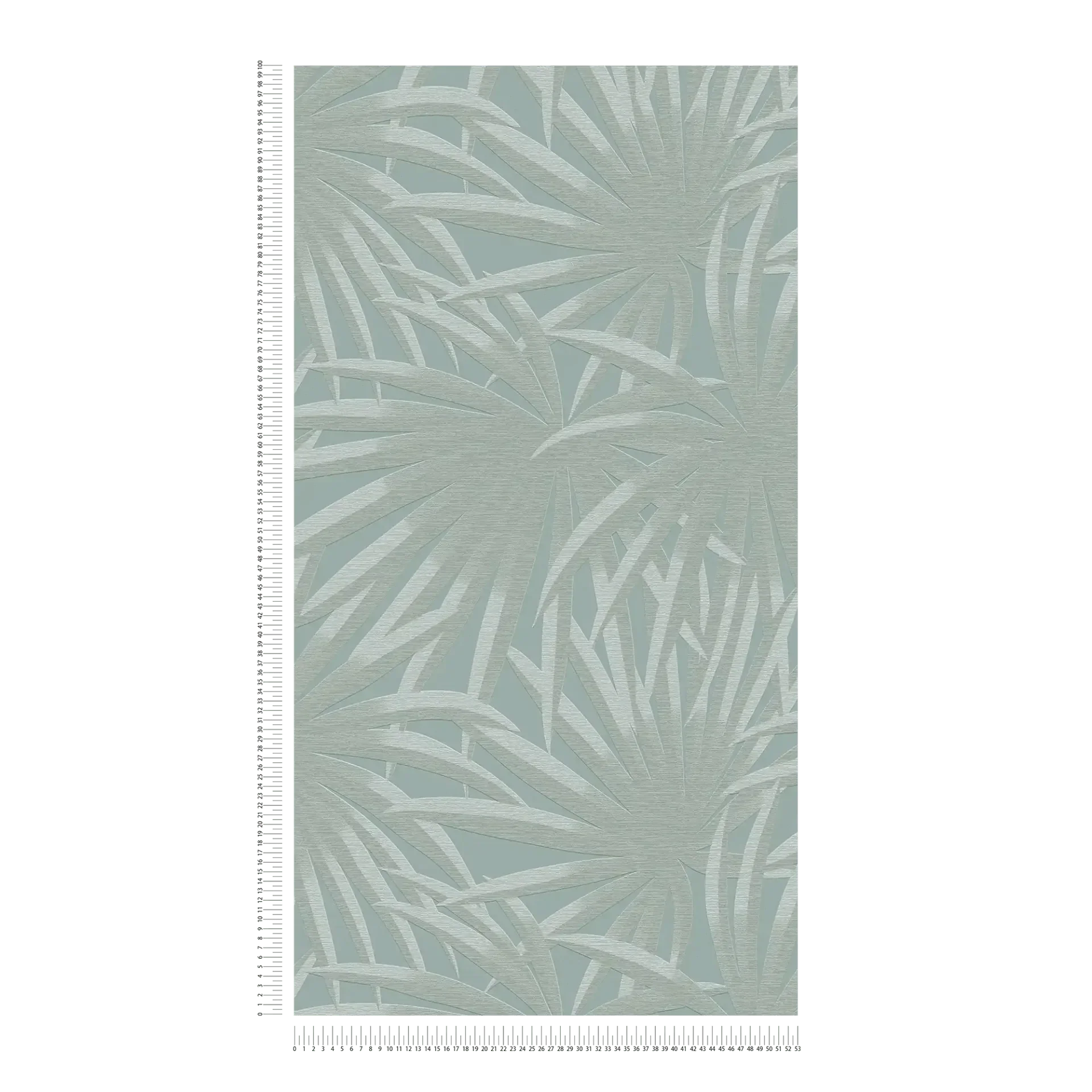 Piparmētru zaļas tapetes ar tropisku palmu dizainu svaigai atmosfērai