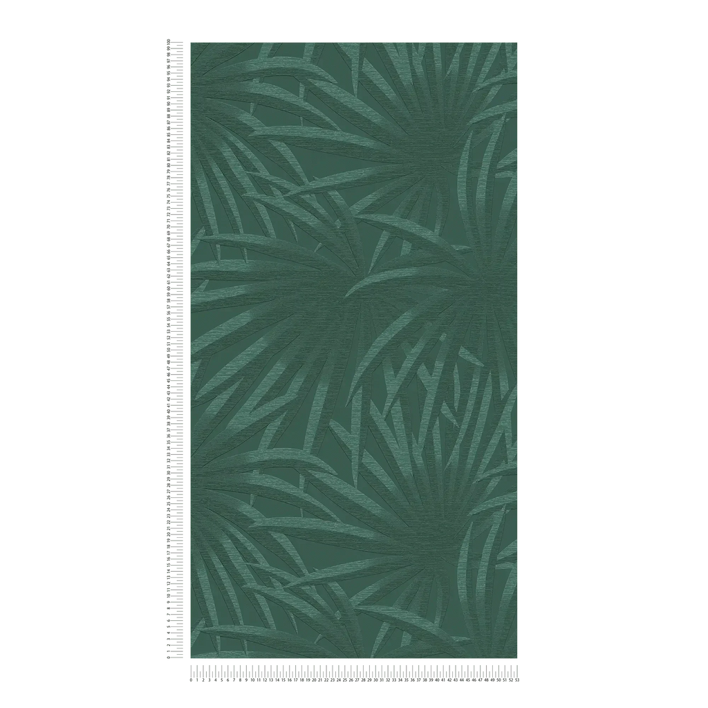 Zaļas tapetes ar palmu rakstu dabas iedvesmotam interjeram un mieram