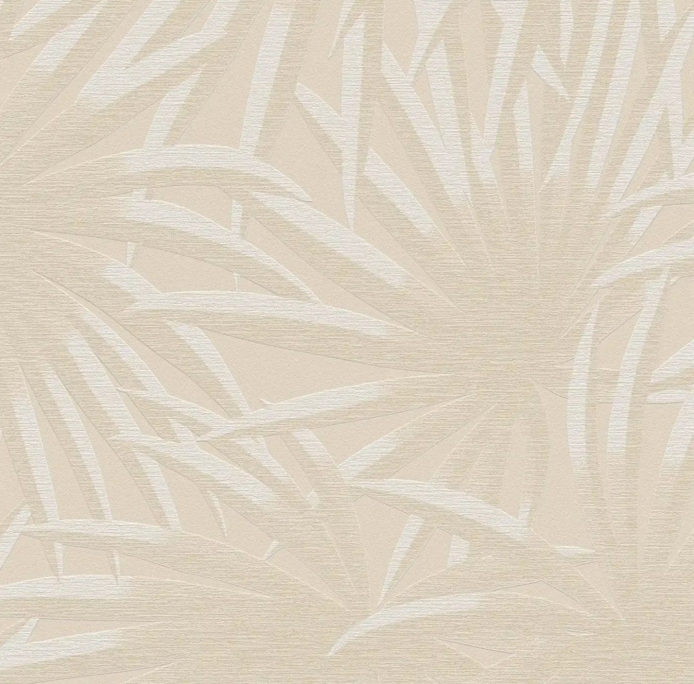 Tropiskas tapetes ar siltu palmu lapu motīvu ekso­tiskam sienas noformējumam