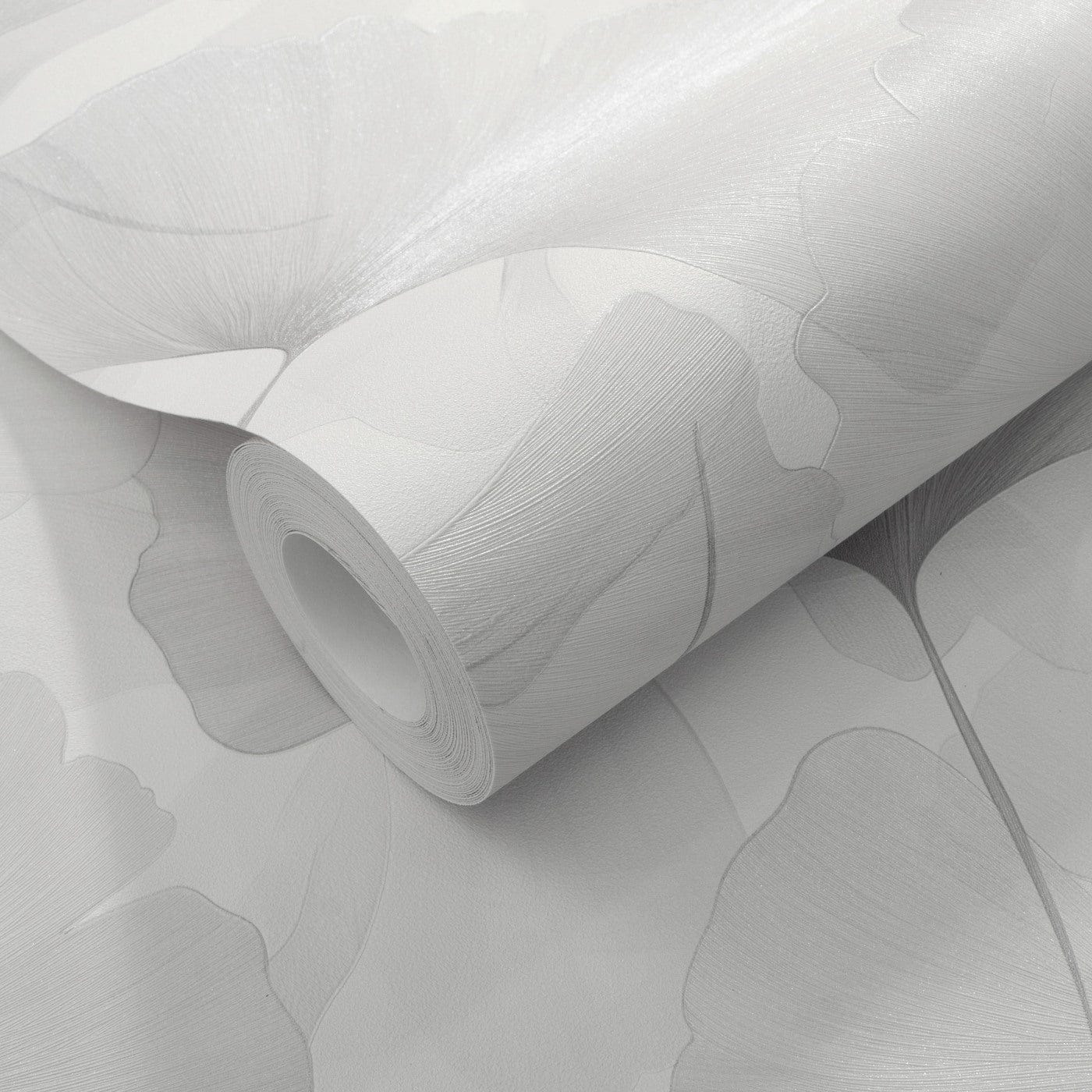 Erismann tapetes ar smalkām ginkgo lapām gaiši pelēkā krāsā 3774767