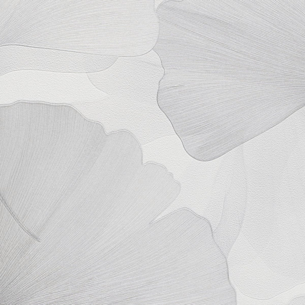 Erismann tapetes ar smalkām ginkgo lapām gaiši pelēkā krāsā 3774767