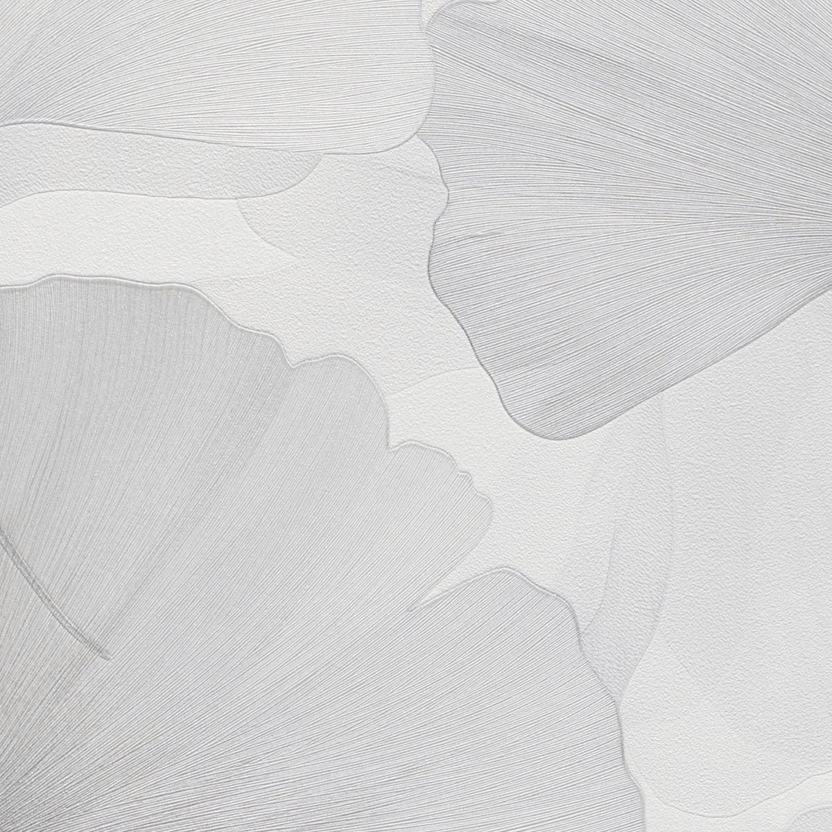 Erismann tapetes ar smalkām ginkgo lapām gaiši pelēkā krāsā 3774767