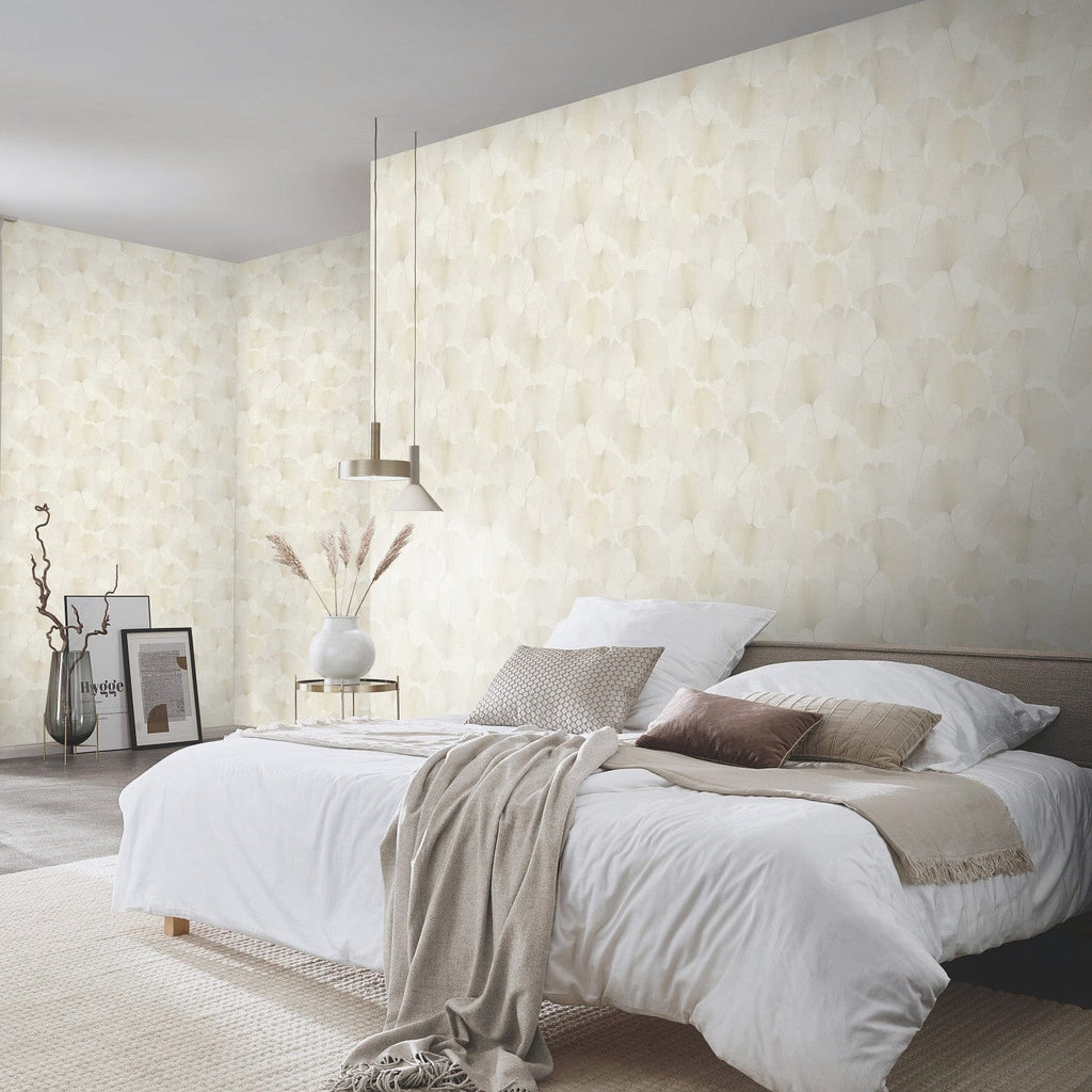 Erismann tapetes ar smalkām ginkgo lapām krēmkrāsā 3774746