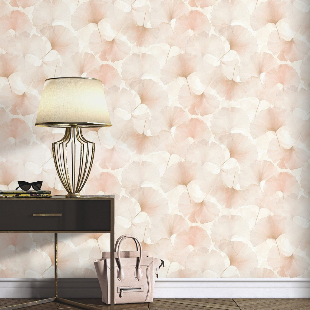 Erismann tapetes ar smalkām ginkgo lapām rozā krāsā 3774735