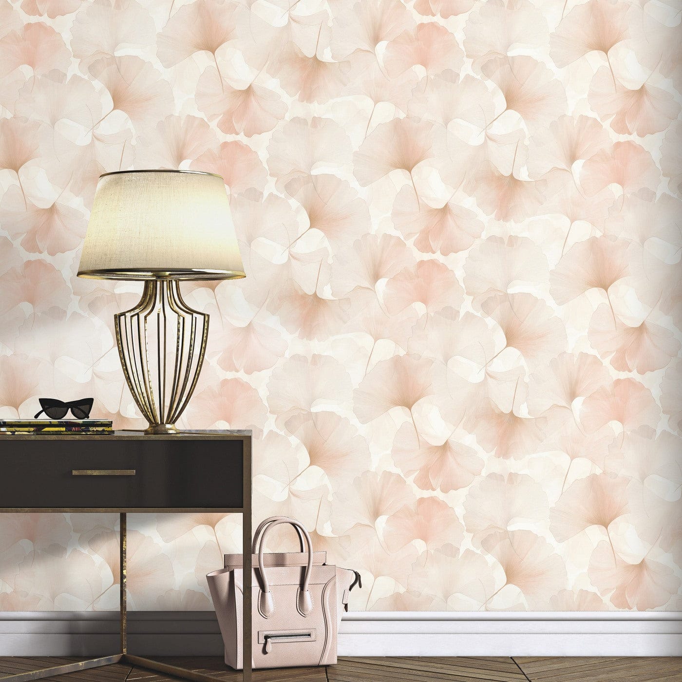 Erismann tapetes ar smalkām ginkgo lapām rozā krāsā 3774735