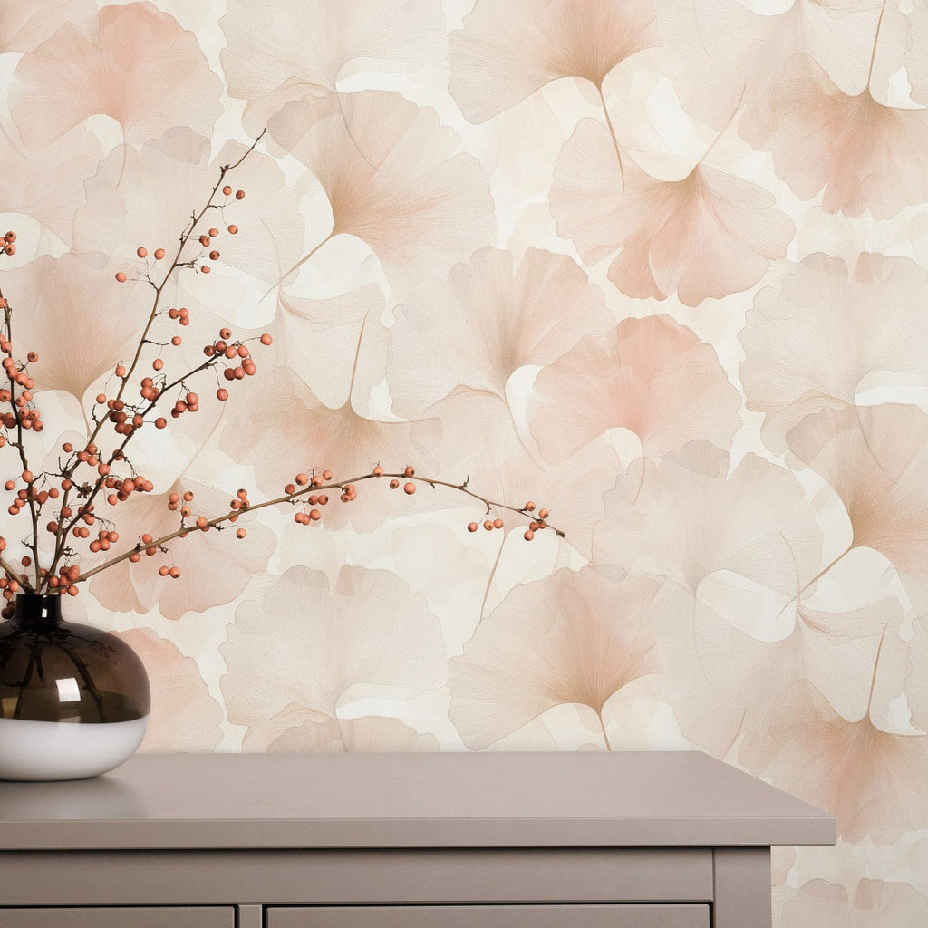 Erismann tapetes ar smalkām ginkgo lapām rozā krāsā 3774735