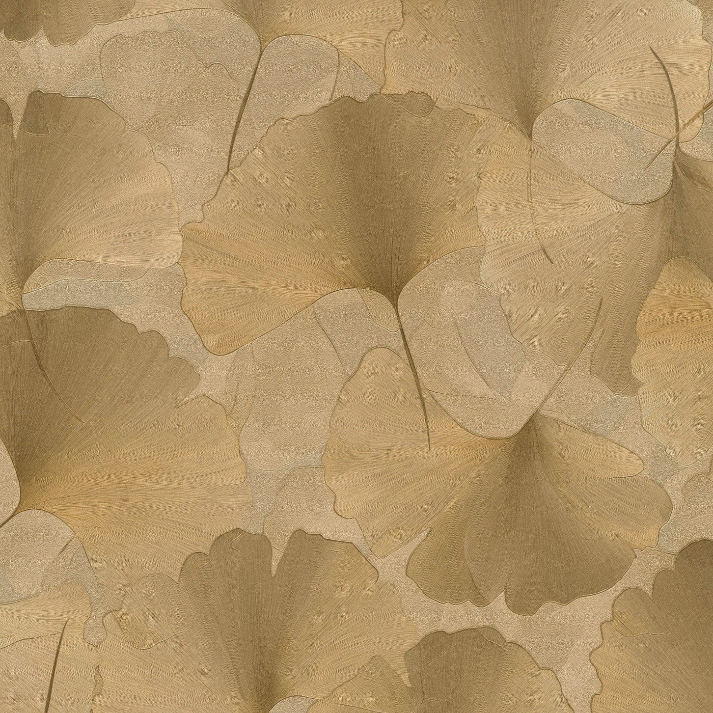 Erismann tapetes ar smalkām ginkgo lapām zelta krāsā 3774766