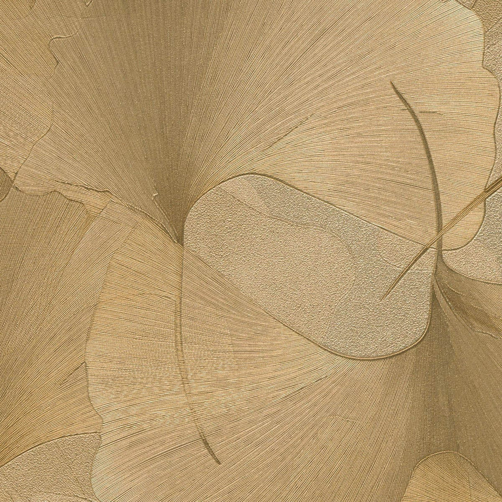 Erismann tapetes ar smalkām ginkgo lapām zelta krāsā 3774766