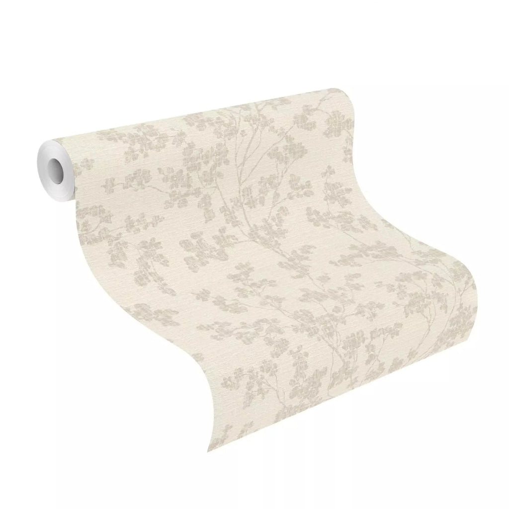 Tapetes RASCH ar tekstila virsmu un smalkiem zariņiem, maigs spīdums, 653847, Welcome home