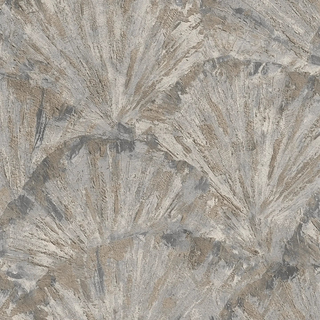 Brūnas tapetes ar lapu faktūru organiskā stilā un smalku tekstūru - guļamistabas interjerā