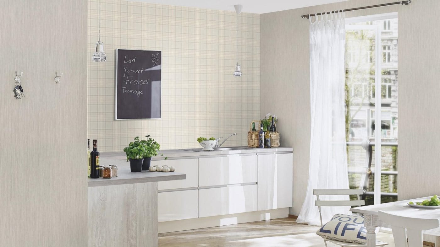 Tapetes ar tartāna rakstu, bēšu toņu niansēs, RASCH, 537444, Curiosity