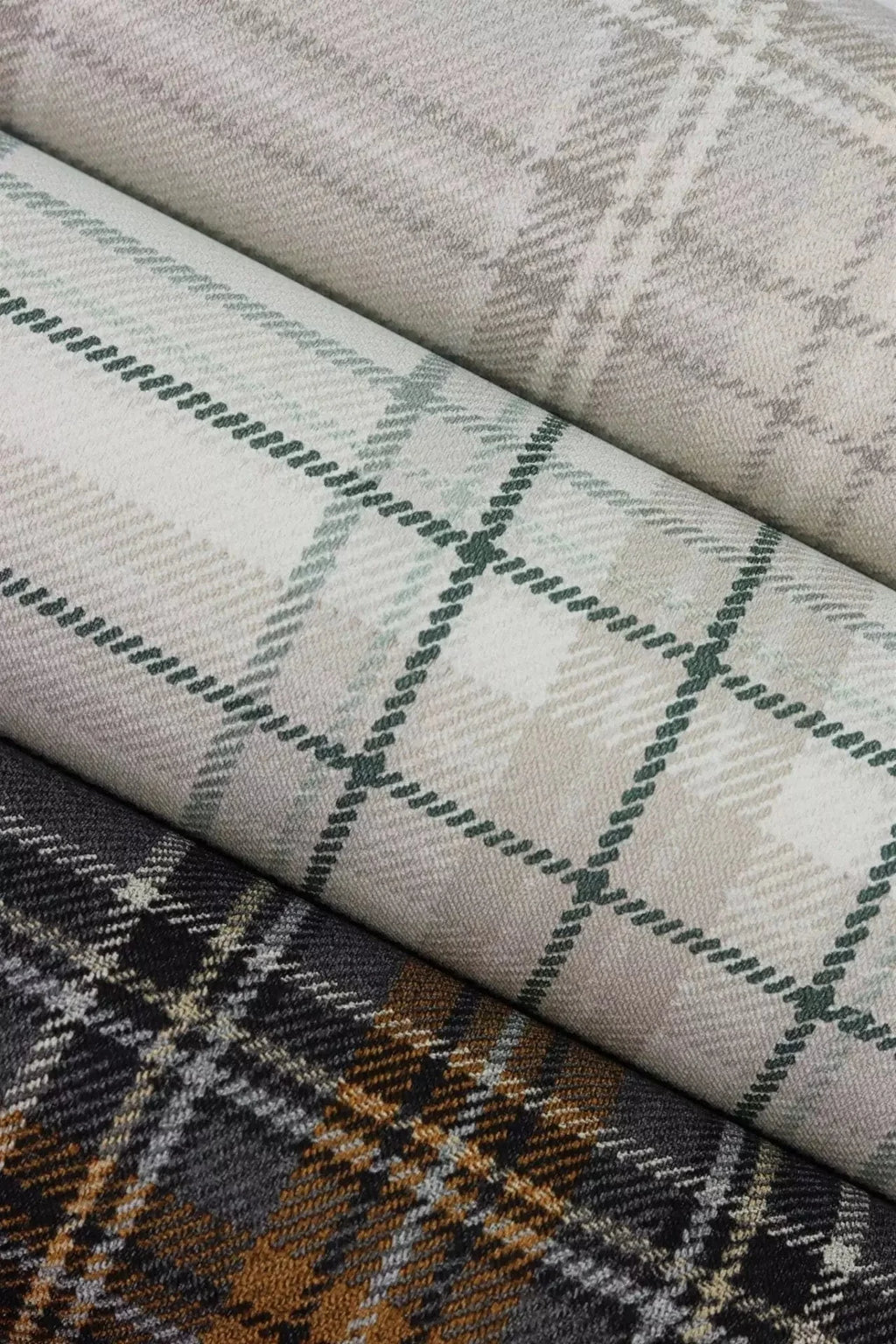 Tapetes ar tartāna rakstu, krēmkrāsas un zaļā kombinācijā, RASCH, 537437, Curiosity