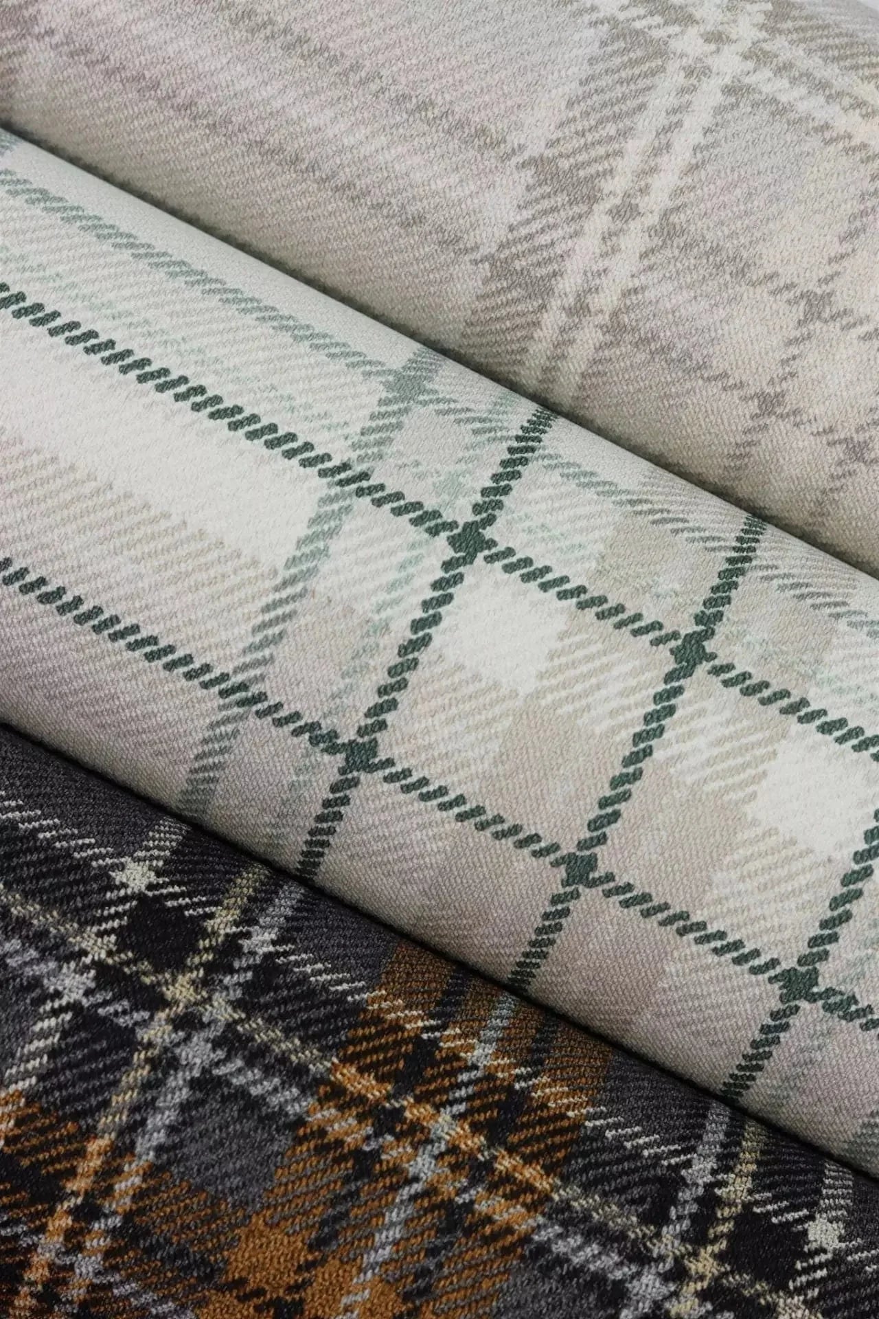 Tapetes ar tartāna rakstu, krēmkrāsas un zaļā kombinācijā, RASCH, 537437, Curiosity