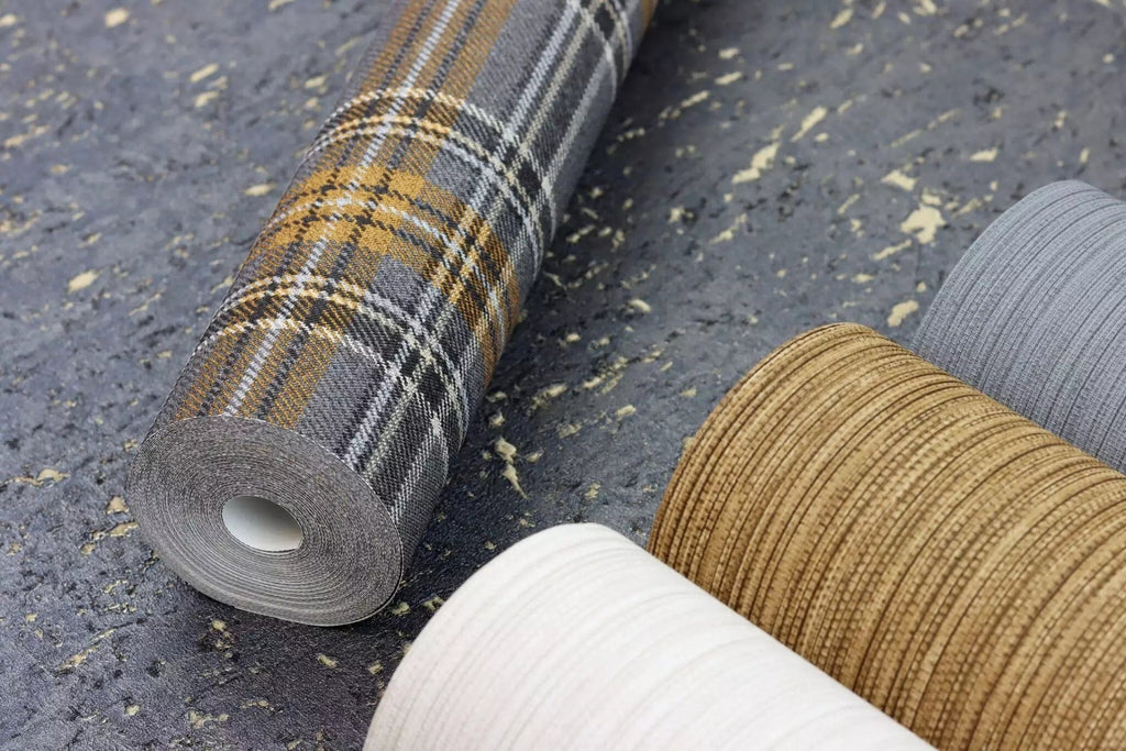 Tapetes ar tartāna rakstu, melnā, pelēkā un brūnā krāsā, RASCH, 537451, Curiosity