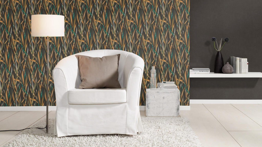 Tekstila tekstūras tapetes, melnā krāsā, RASCH, 330151, Paraiso