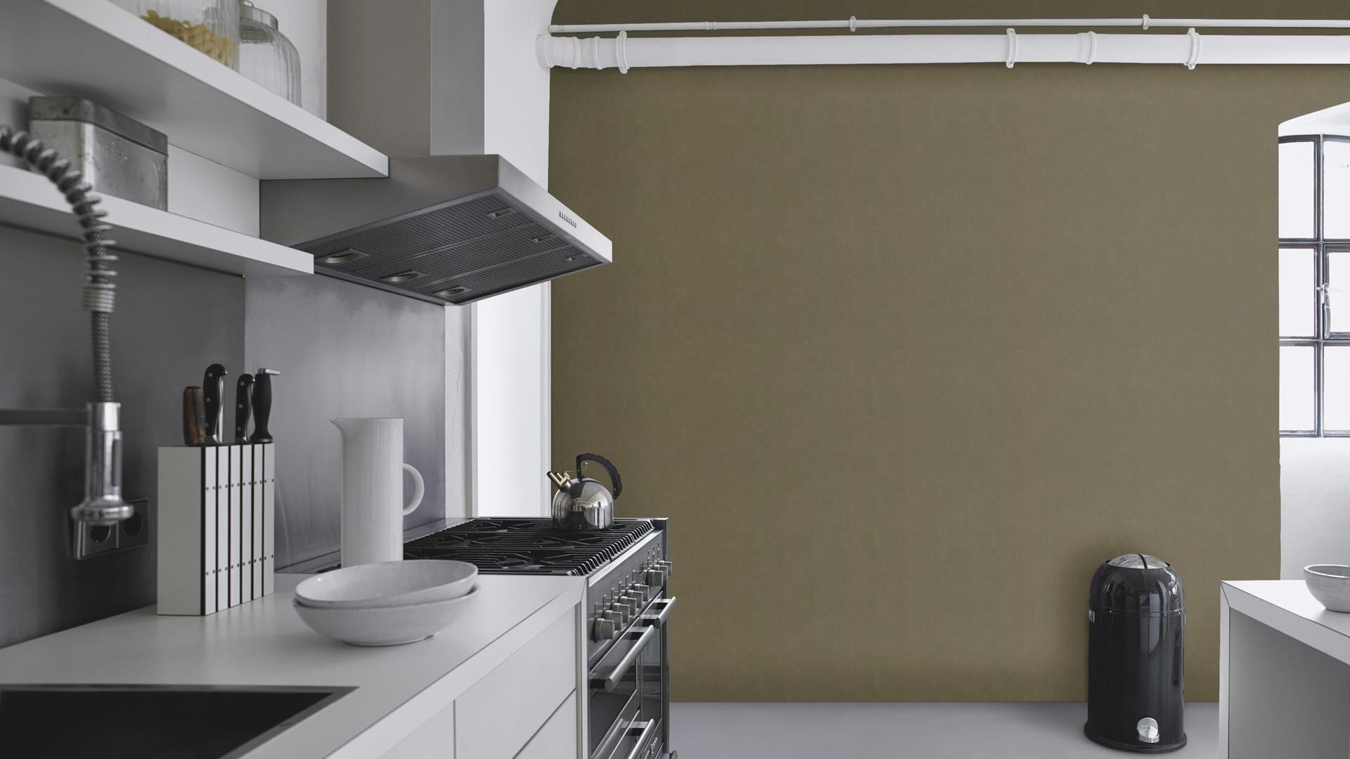 Tekstila tekstūras tapetes, olīvzaļā krāsā, RASCH, 330120, Paraiso