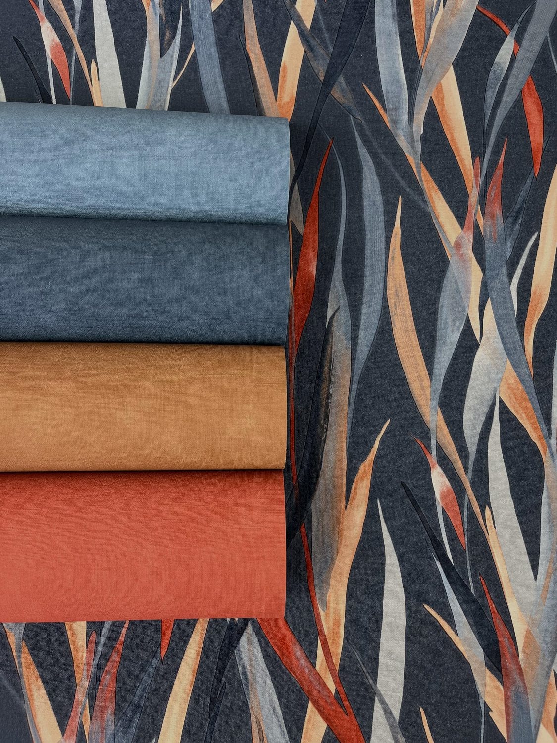 Tekstila tekstūras tapetes, zilā krāsā, RASCH, 330090, Paraiso