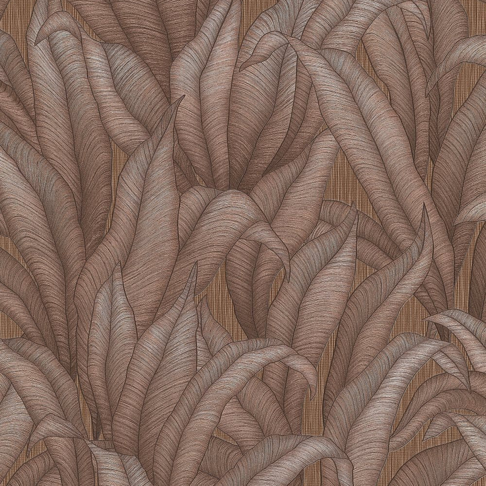 Tapetes ar tropiskam lapām bronzas/brūnā krāsā, Erismann, 3751534, skats interjerā 1