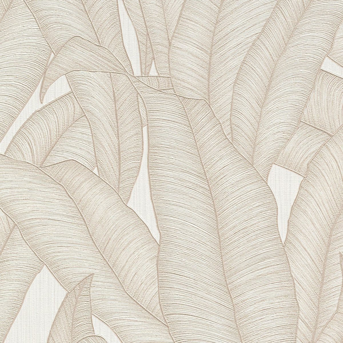 Tapetes ar tropisko lapu dizainu krēmkrāsā, elegants risinājums gaišām telpām, 3751506, skats interjerā 5