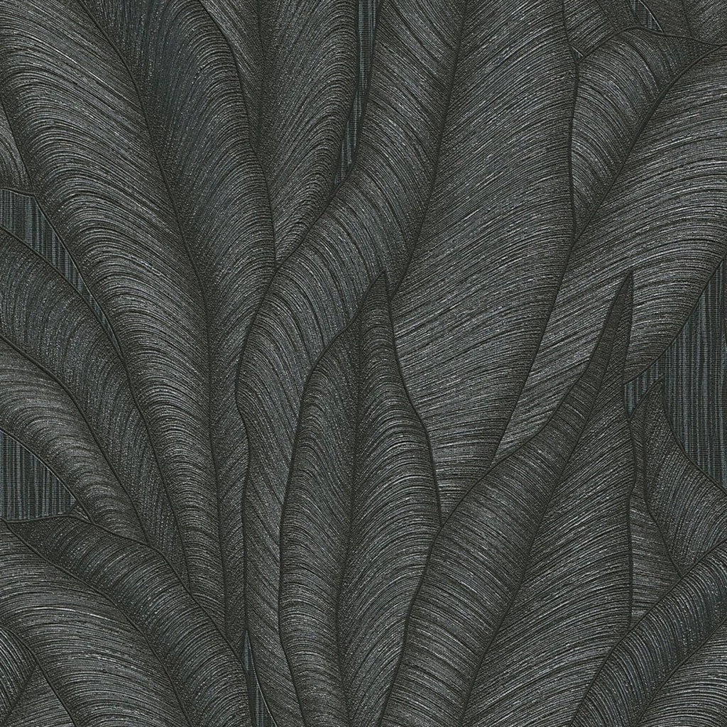 Tropu stila tapetes ar melnu lapu rakstu, izteiksmīgai telpai, 3751473, skats interjerā 5