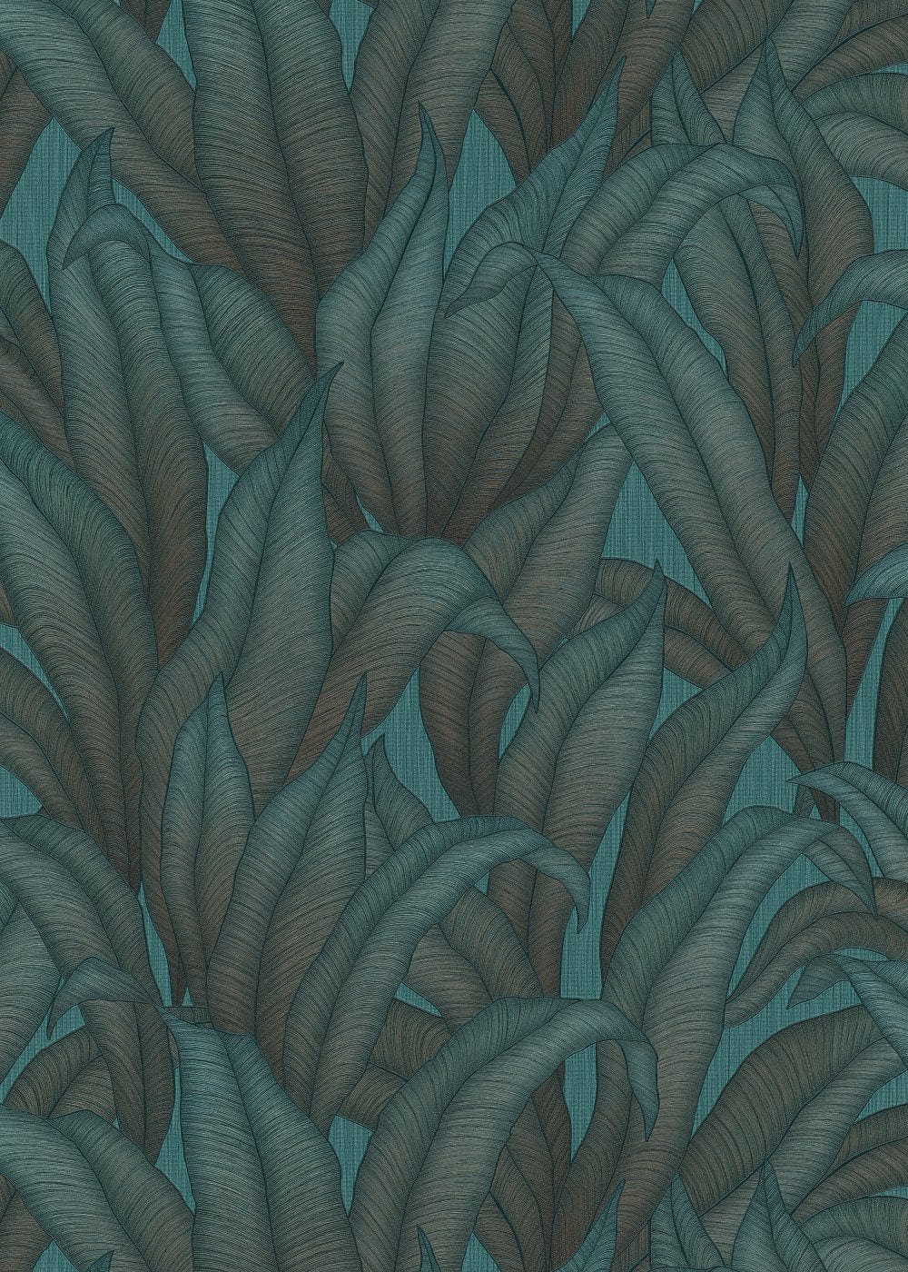 Tirkīza tropiskā lapu raksta tapetes - svaiga un eksotiska noskaņa,  3751477, skats interjerā 1