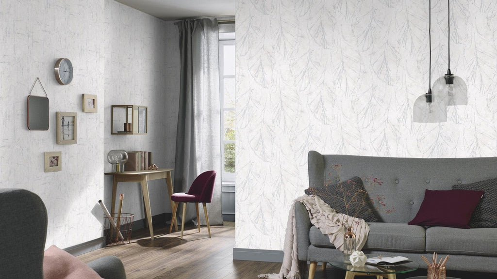 Gaiši pelēkas tapetes ar vieglu dabas motīvu gaisīgam un dabiskam izskatam, 3737703, showroom 7