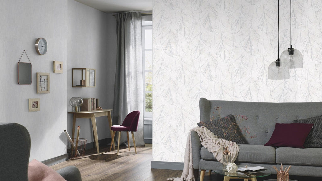 Gaiši pelēkas tapetes ar vieglu dabas motīvu gaisīgam un dabiskam izskatam, 3737703, showroom 8