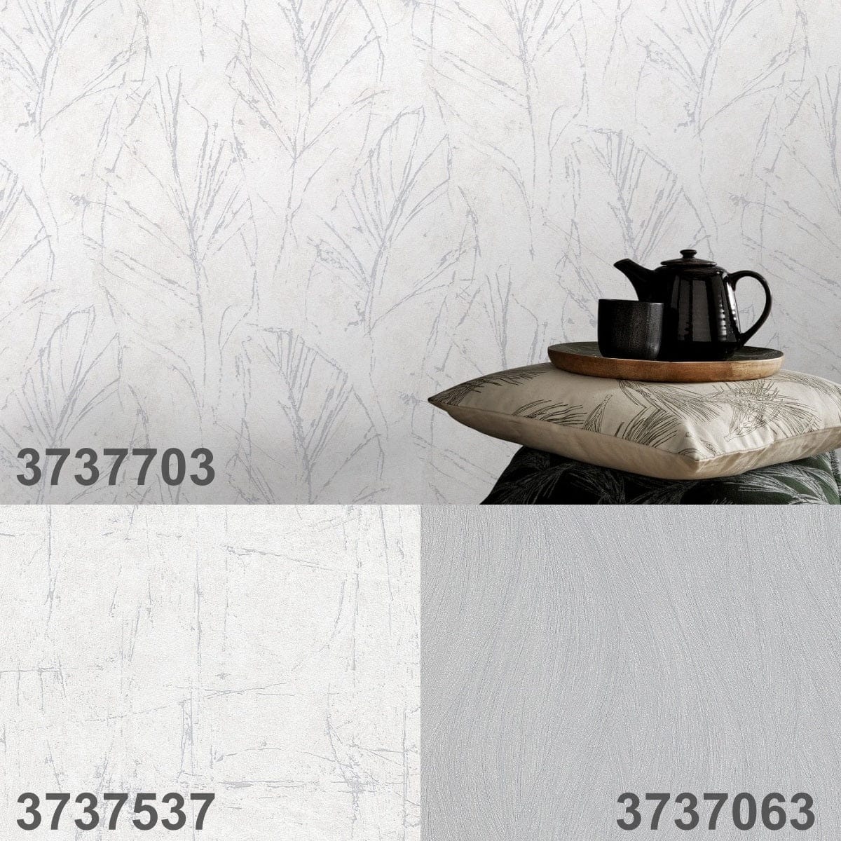 Gaiši pelēkas tapetes ar vieglu dabas motīvu gaisīgam un dabiskam izskatam, 3737703, showroom 2