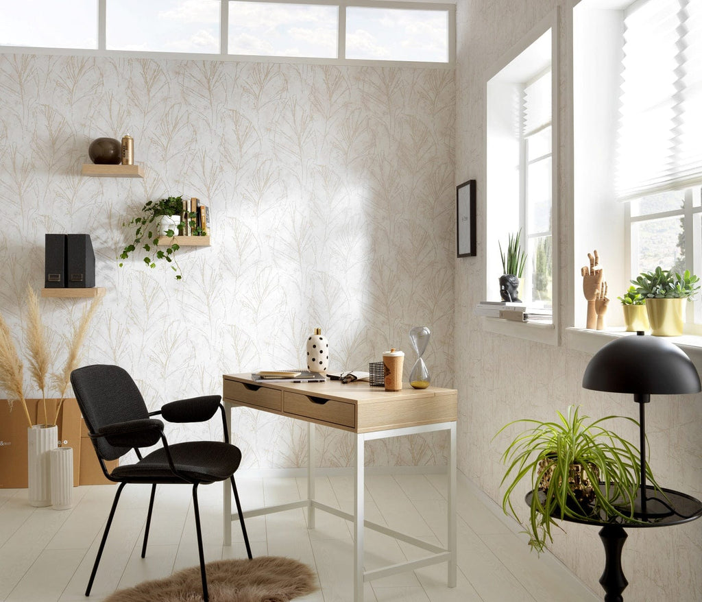 Krēmkrāsas dabas motīva tapetes maigam un nomierinošam interjeram, 3737646, showroom 3