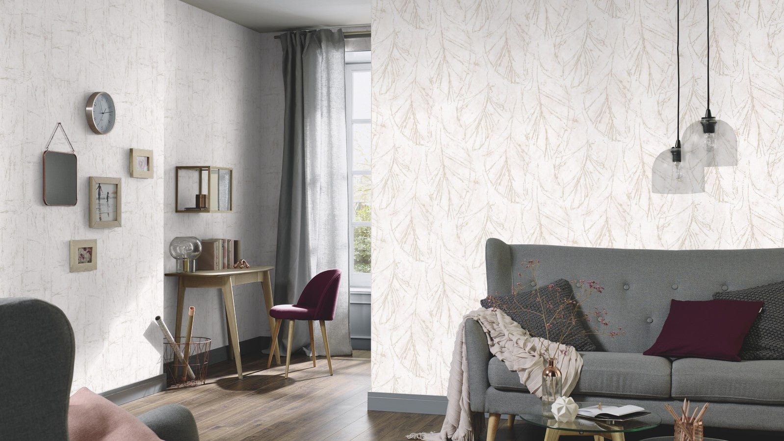 Krēmkrāsas dabas motīva tapetes maigam un nomierinošam interjeram, 3737646, showroom 6