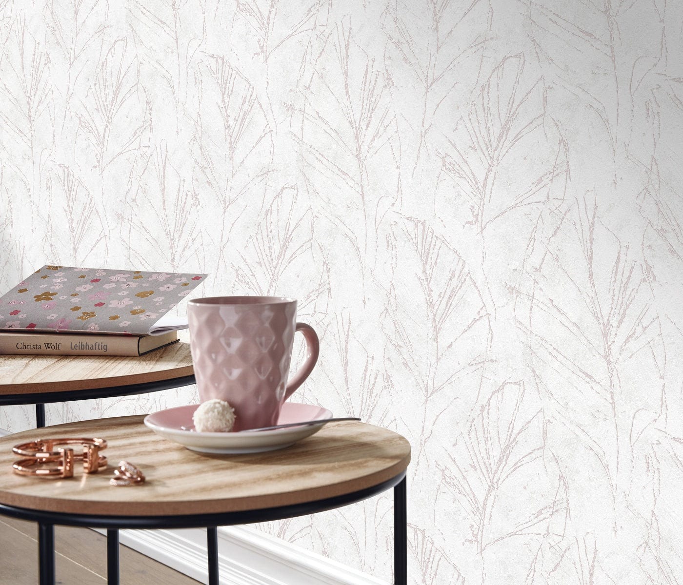 Dabas iedvesmotas tapetes pelēkos un rozā toņos modernam dizainam, 3737651, showroom 3