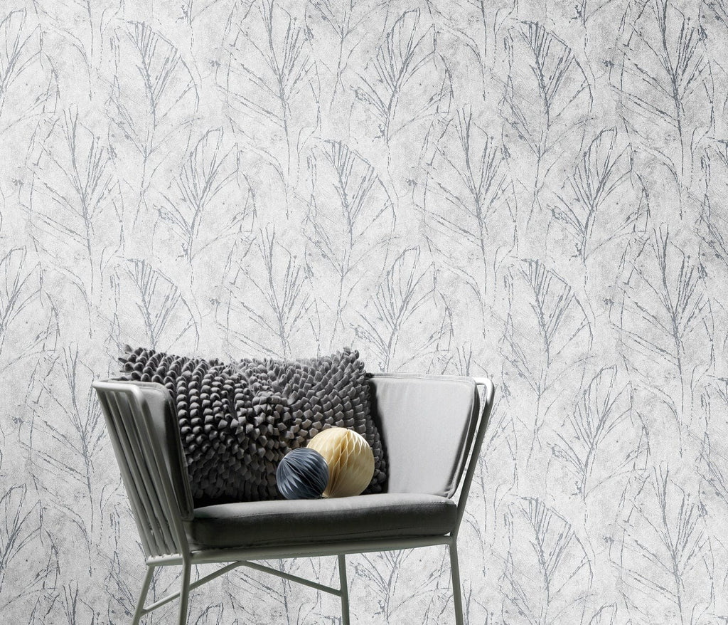 Tumši pelēkas tapetes ar dabas dizainu elegances piešķiršanai telpai, 3737656, showroom 2