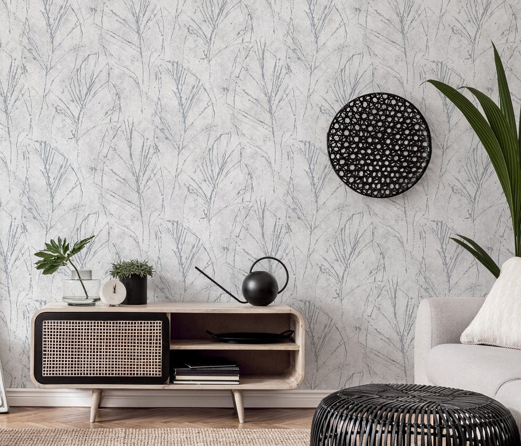 Tumši pelēkas tapetes ar dabas dizainu elegances piešķiršanai telpai, 3737656, showroom 3