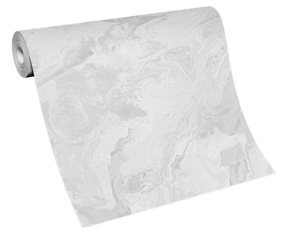 Gaiši pelēkas tapetes ar viļņotu marmora rakstu minimālistiskai telpai, 3737206, galerija 5