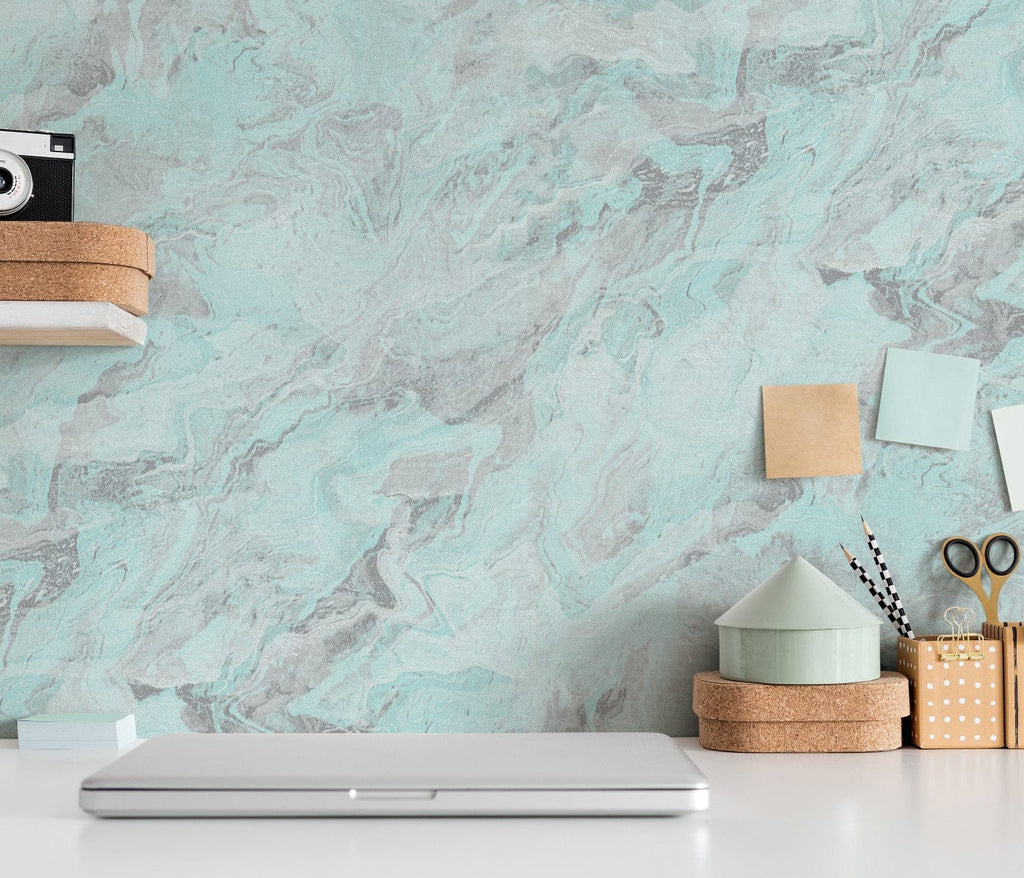 Tirkīza marmora raksta tapetes svaigumam un izteiksmīgai sienu apdarei, 3737212, galerija 2