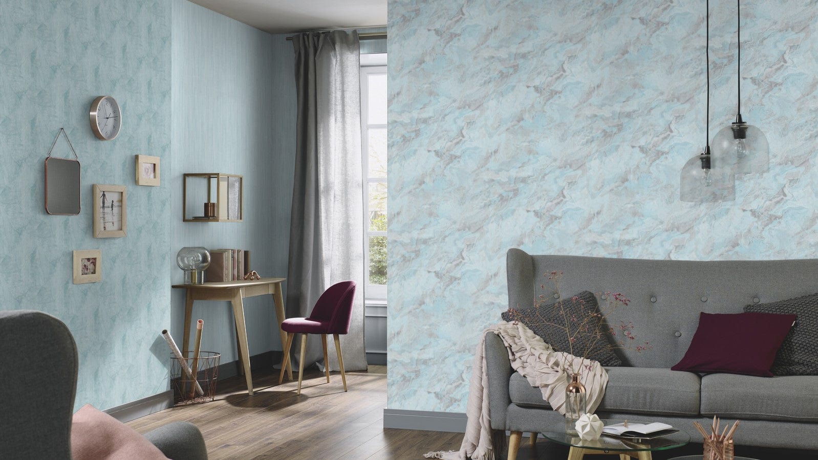 Tirkīza marmora raksta tapetes svaigumam un izteiksmīgai sienu apdarei, 3737212, galerija 6