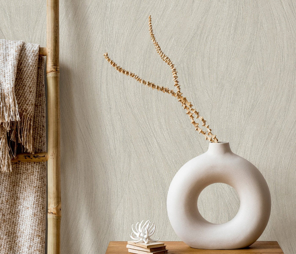 Bēšas viļņveida tapetes ar maigu, neitrālu toni mūsdienīgam interjeram, 3737026, galerija 2