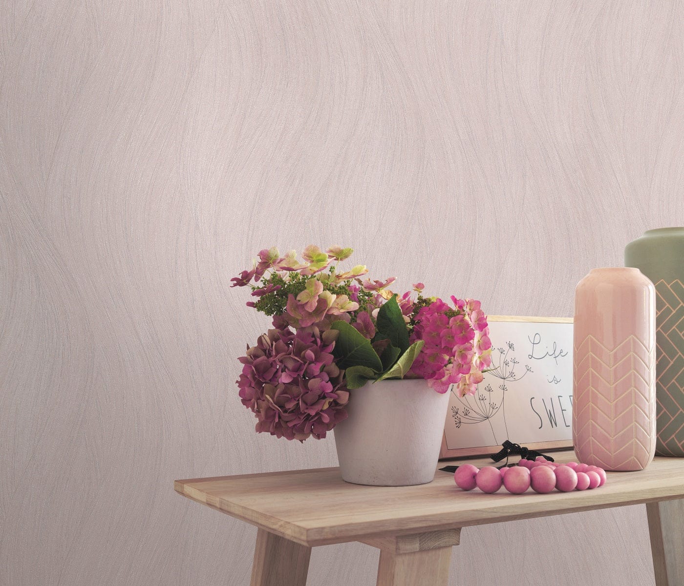 Rozā viļņveida tapetes romantiskai un modernai sienu apdarei, 3737031, galerija 2