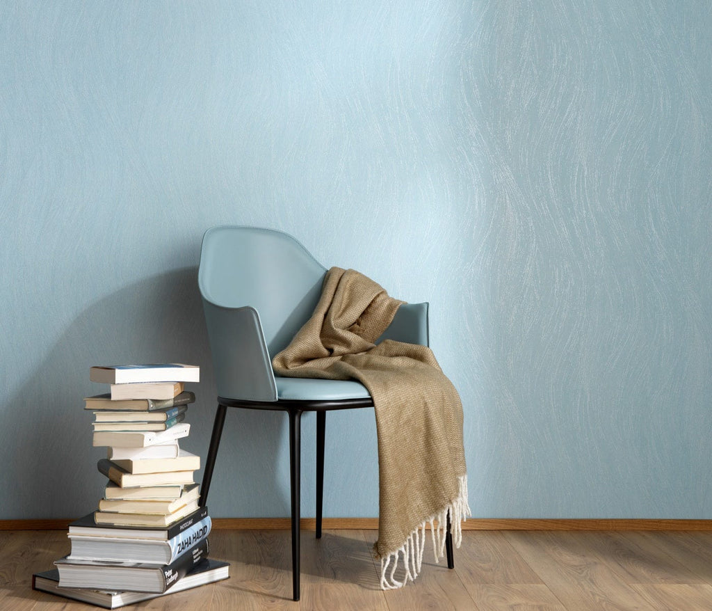 Zilas viļņveida tapetes ar dinamisku dizainu, kas atsvaidzina telpu, 3737046, galerija 2