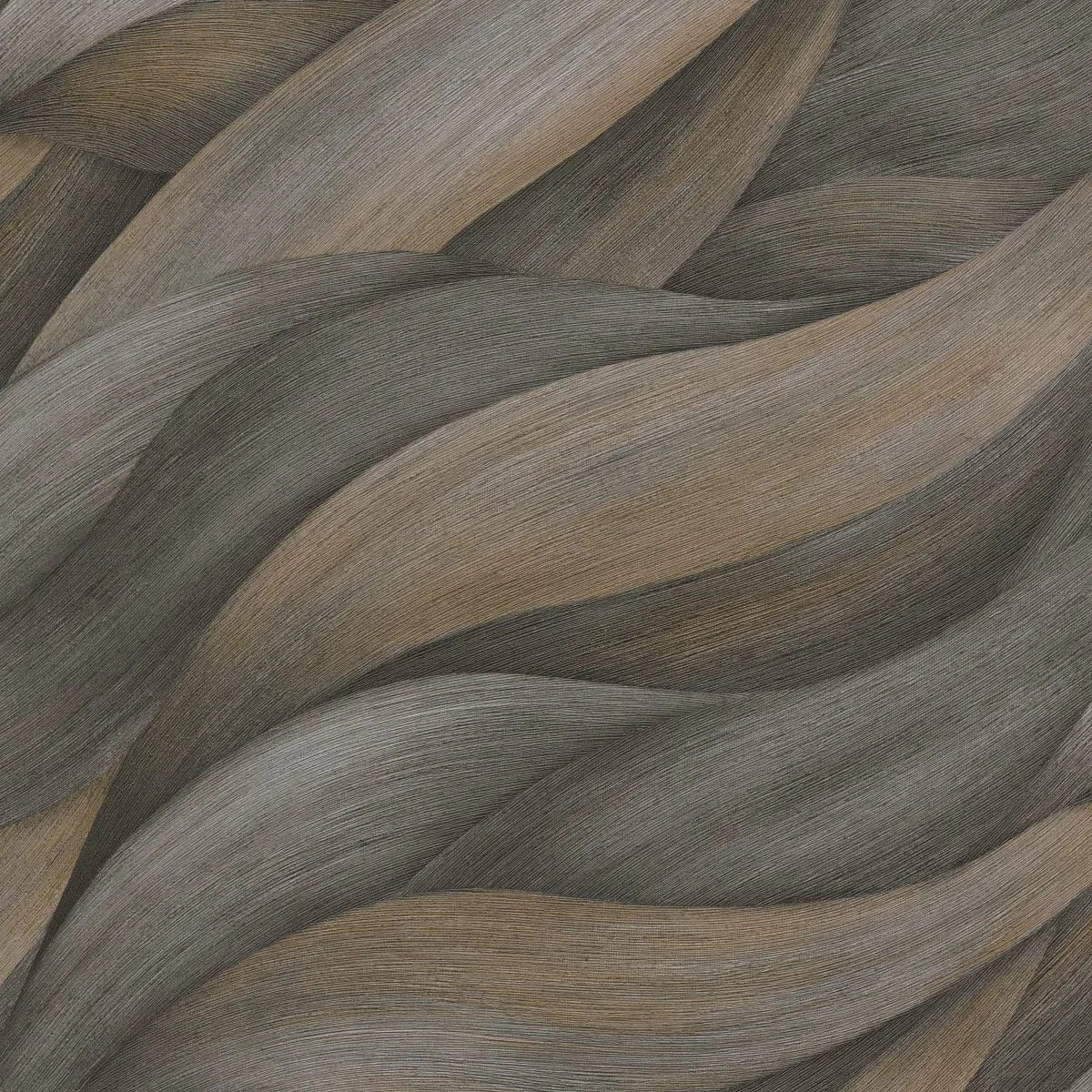 Brūnas viļņveida tapetes – silts un mājīgs interjera piemērs  