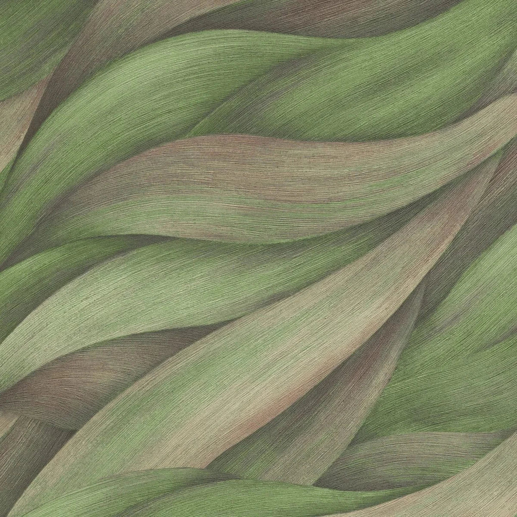 Zaļas viļņveida tapetes – dabisks un atsvaidzinošs interjera akcents  
